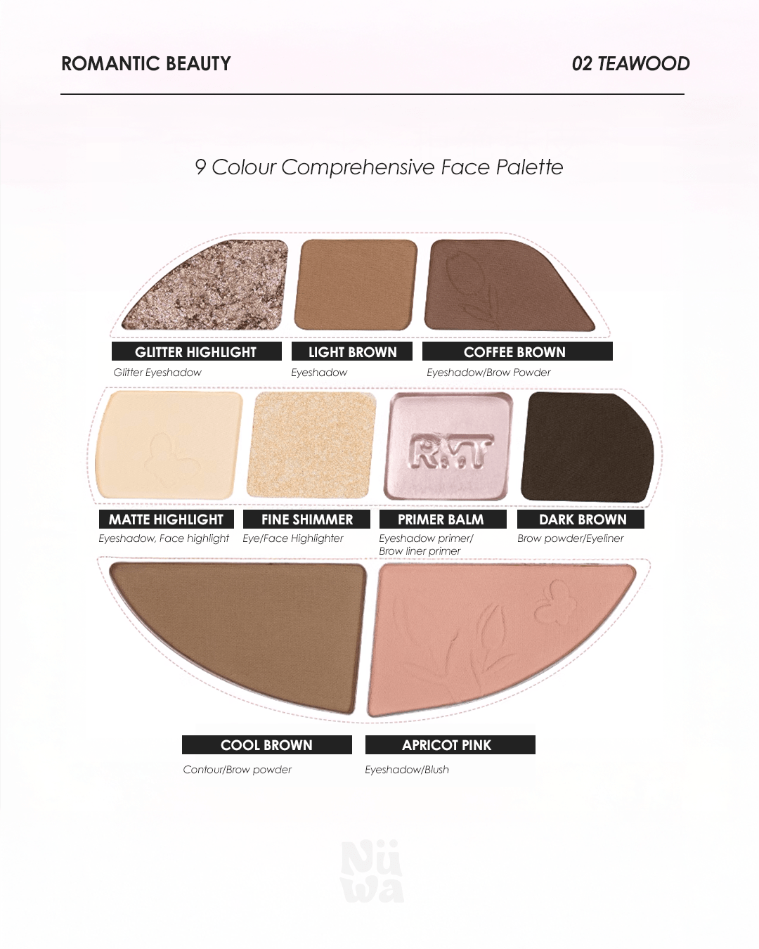 Floral Comprehensive Makeup Palette 02 Teawood - Nüwa BeautyRomantic Beauty